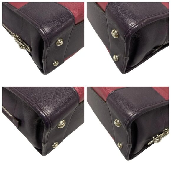 LOEWE Amazona Purple Pink Beige Leather Handbag 399-080825 - Picture 6 of 14